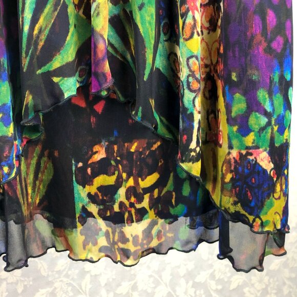 V neck cap sleeve cinch empire bust drop pleats semi sheer layered petite dress - Picture 4 of 7